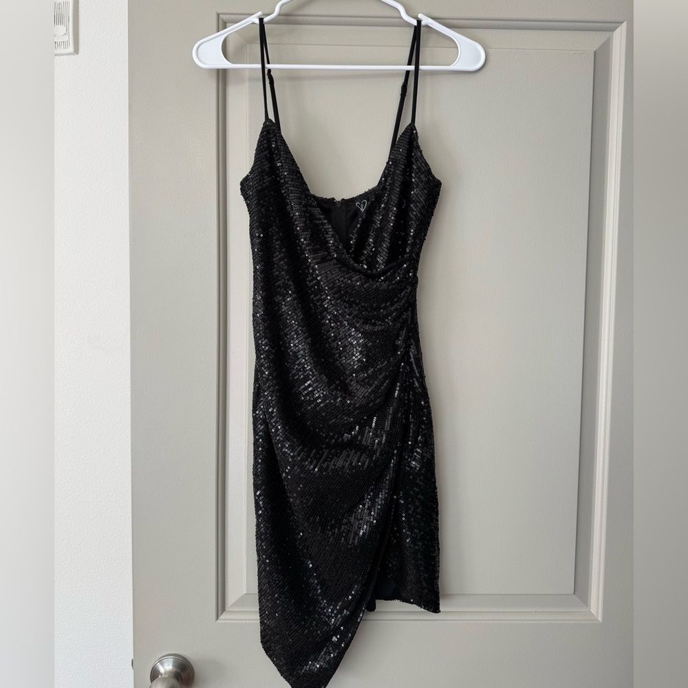 Windsor Small Black Sequin Wrap Dress